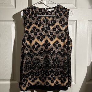 Loft Black and Tan Sleeveless Blouse